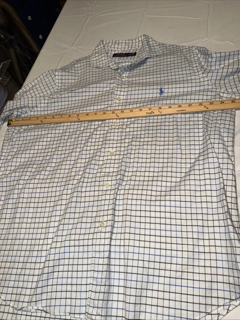 Polo by Ralph Lauren White Shirt with Blue Windowpane Check